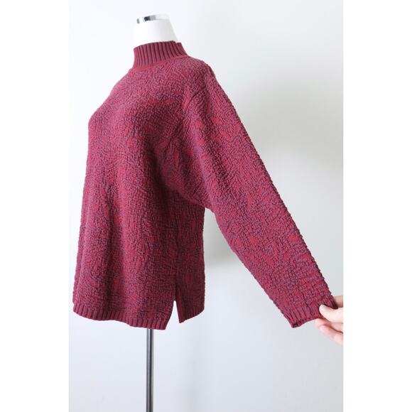 Chris Triola Size S 100% Cotton Red Knit Sweater Pullover One of A Kind - Picture 6 of 11